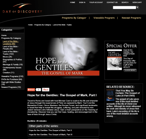 Hope for the Gentiles: The Gospel of Mark Hope for the Gentiles: The Gospel of Mark