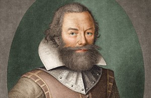 Captain John Smith, from a portrait in the early 17th century. Explorer and historian.