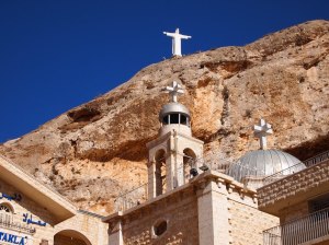 Maaloula, St. Takla Convent, Syria. Refugees from the Syrian civil war are hiding here as of early, September, 2013. Residents of this village still speak a dialect derived from the ancient Aramaic, the language that Jesus spoke.