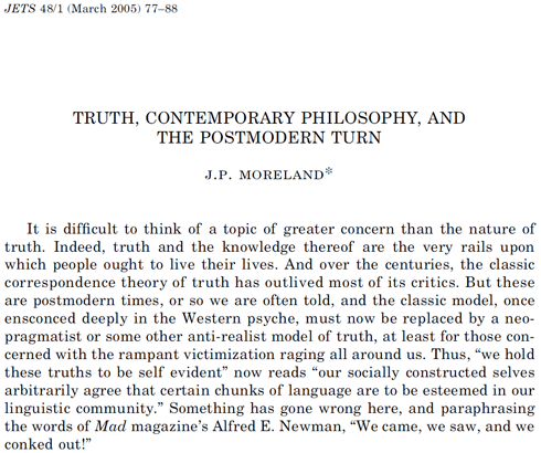 J. P. Moreland: Truth