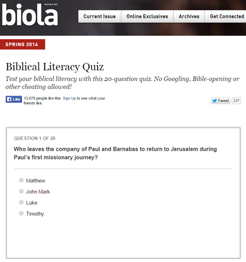 Biblical Literacy Quiz | Veracity