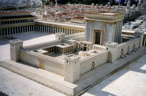 Second Temple in Jerusalem, from the Holyland Model in Jerusalem. I saw this on my trip to Jerusalem years ago, but this photo from Wikipedia is better.