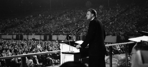 Billy Graham, 1961, preaching in Tallahassee, Florida (credit: Florida State Archive)